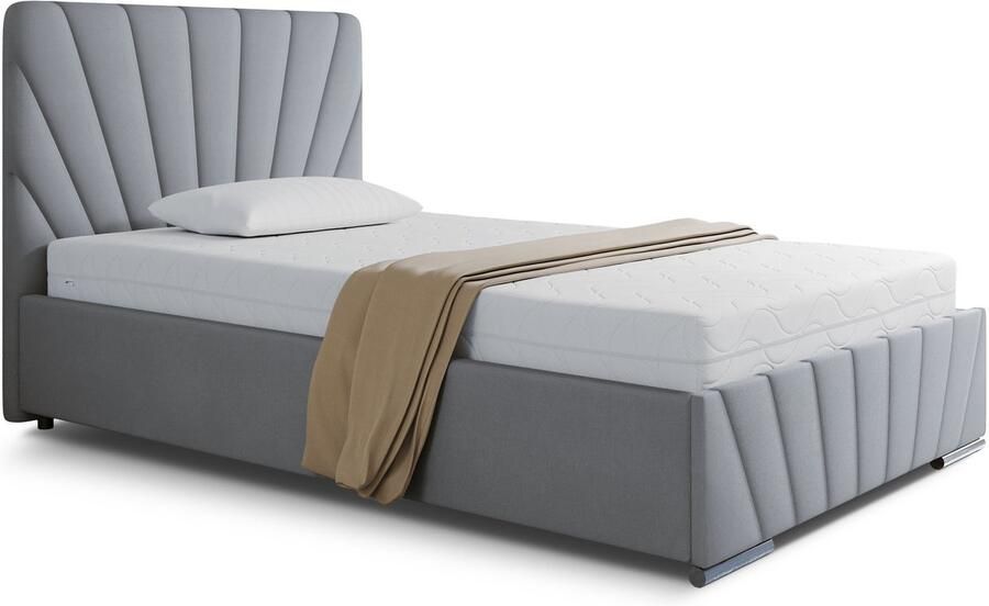 Panda Möbel Tweepersoonsbed RAY 120 x 200 cm met opbergruimte lattenbodem en Pocketveringmatras H3 (19 cm hoog)