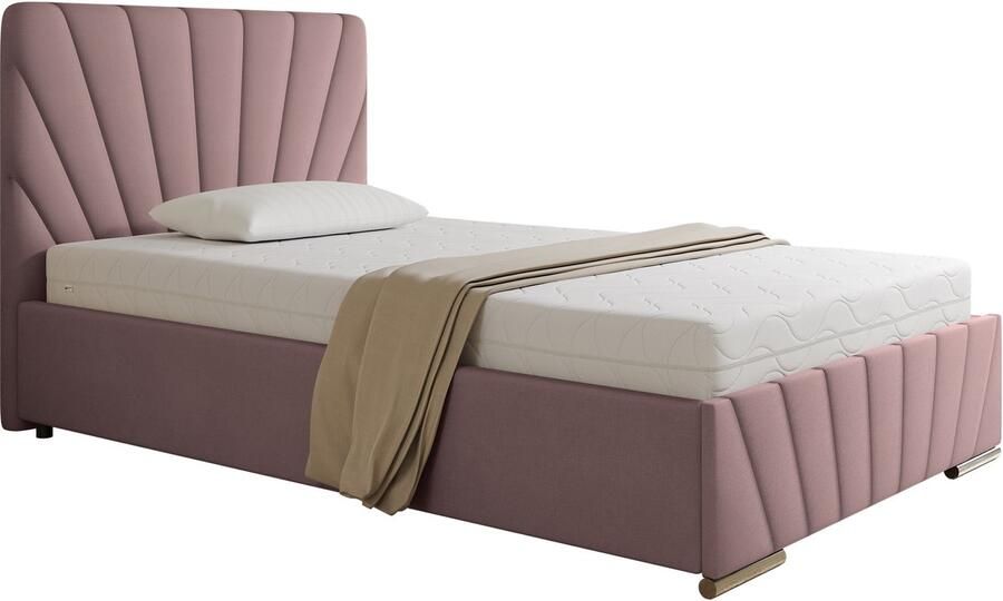 Panda Möbel Tweepersoonsbed Eenpersoonsbed RAY 120x200 cm met opbergruimte lattenbodem en pocketveringmatras H3 (19 cm hoog)