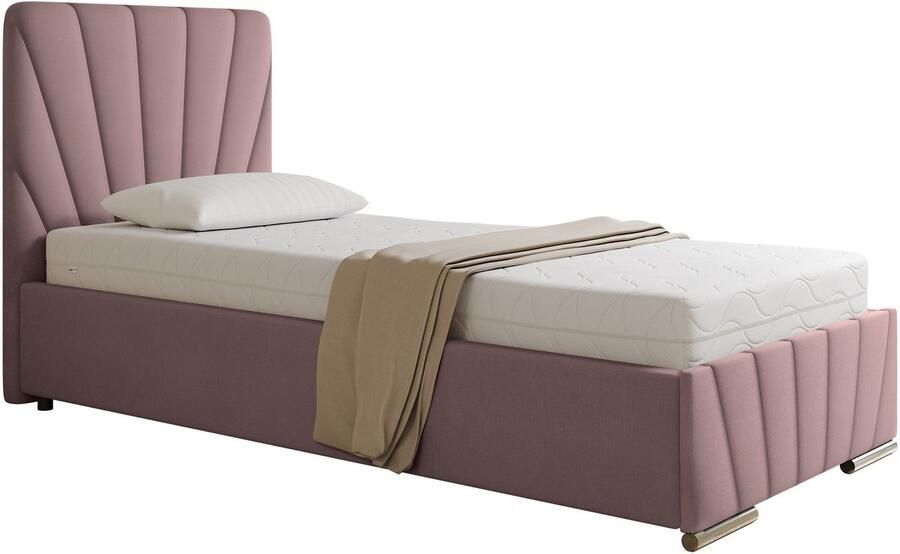 Panda Möbel Tweepersoonsbed Eenpersoonsbed RAY 90x200 cm met opbergruimte lattenbodem en pocketveringmatras H3 (19 cm hoog)