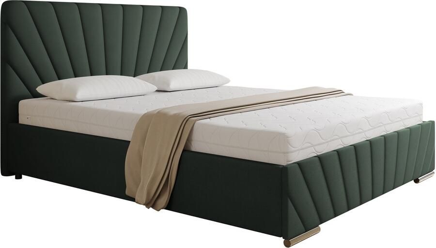 Panda Möbel Tweepersoonsbed RAY 160 x 200 cm met opbergruimte lattenbodem en Pocketveringmatras H3 (19 cm hoog)