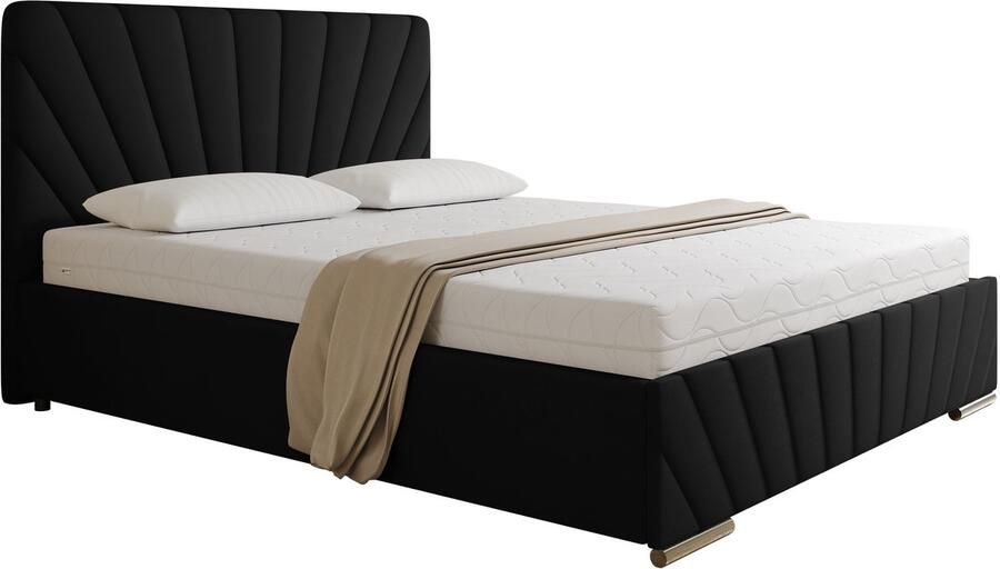Panda Möbel Tweepersoonsbed RAY 160 x 200 cm met opbergruimte lattenbodem en Pocketveringmatras H3 (19 cm hoog)