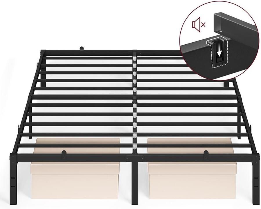 Tweepersoons metalen bedframe 160 x 200 cm modern inktzwart