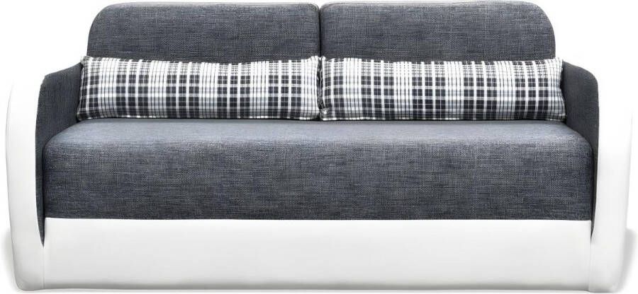 Tweezits bedbank van stof en kunstleer VILO grijs wit L 156 cm x H 74 cm x D 85 cm