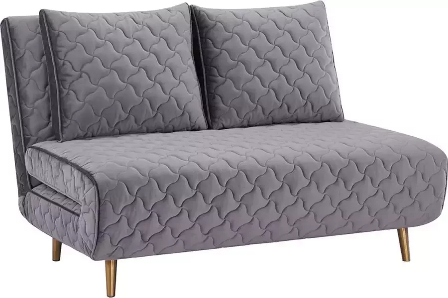 Tweezits slaapbank CANELI Gewatteerd fluweel Grijs L 123 cm x H 83 cm x D 91 cm