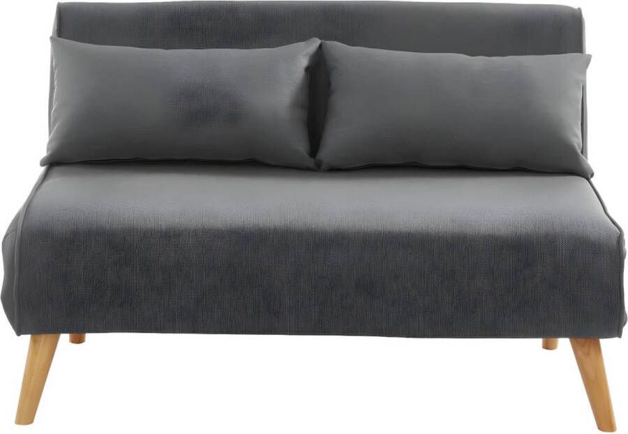 Tweezits slaapbank POSIO van stof Grijs L 118 cm x H 76 cm x D 84 cm