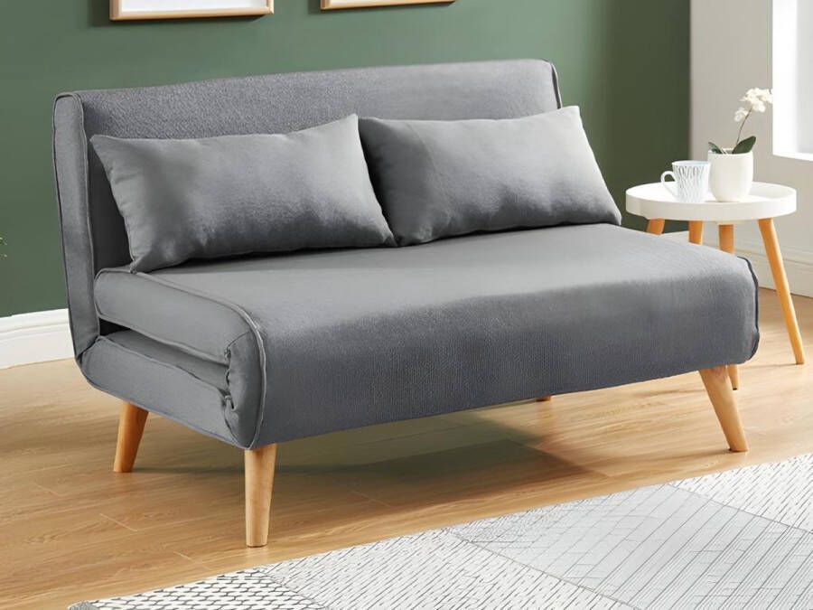Tweezits slaapbank POSIO van stof Grijs L 118 cm x H 76 cm x D 84 cm