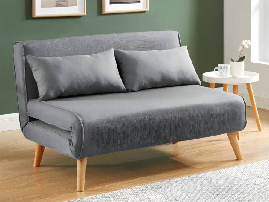 Tweezits slaapbank POSIO van stof Grijs L 118 cm x H 76 cm x D 84 cm
