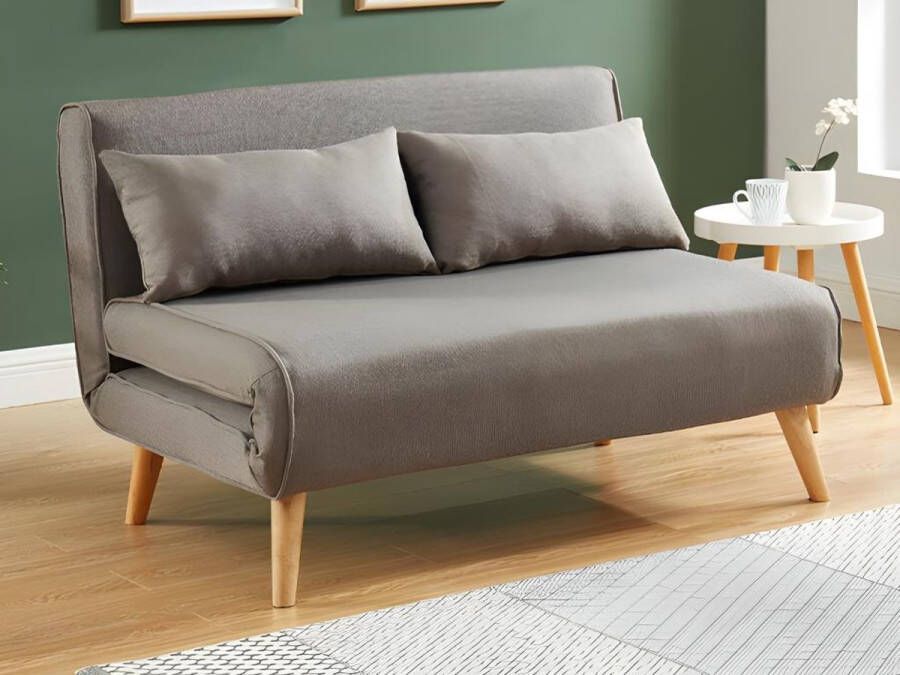 Tweezits slaapbank POSIO van stof Taupe L 118 cm x H 76 cm x D 84 cm