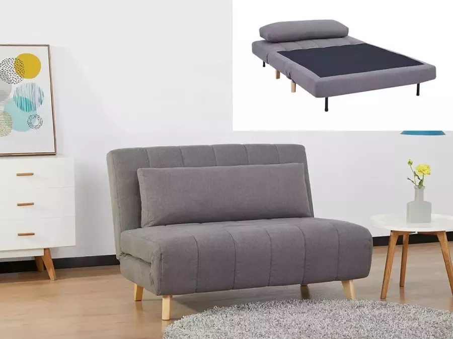 Tweezits slaapbank STREVI Stof Grijs L 123 cm x H 83 cm x D 91 cm