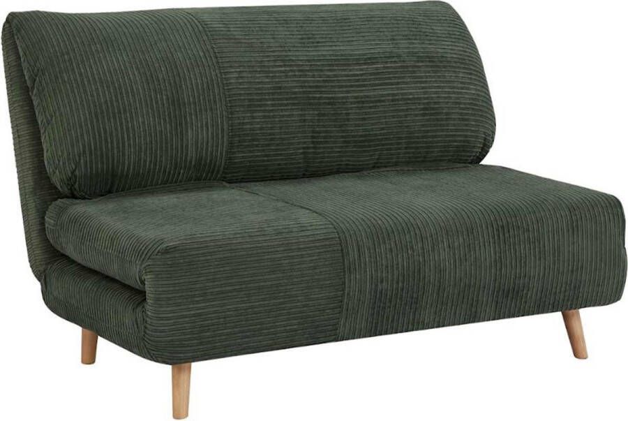 Vente-unique Tweezits slaapbank van fluweel ribstof PALULA Donkergroen L 124 cm x H 83 cm x D 90 cm