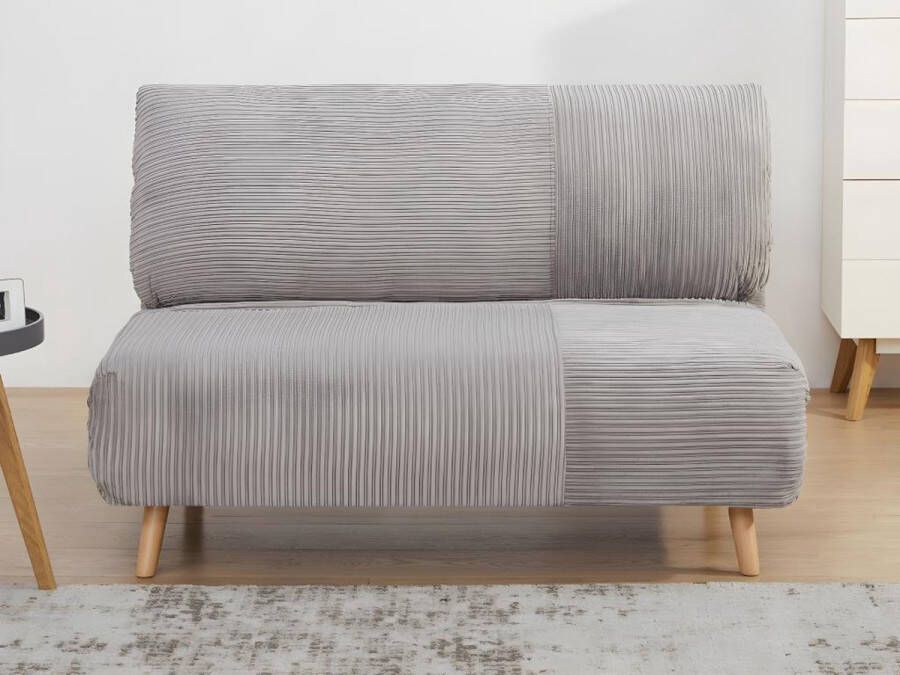 Tweezits slaapbank van fluweel ribstof PALULA Lichtgrijs L 124 cm x H 83 cm x D 90 cm