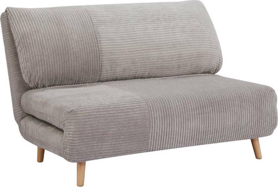 Tweezits slaapbank van fluweel ribstof PALULA Lichtgrijs L 124 cm x H 83 cm x D 90 cm