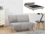 Tweezits slaapbank van fluweel ribstof PALULA Lichtgrijs L 124 cm x H 83 cm x D 90 cm - Thumbnail 1