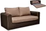 Tweezits slaapbank van stof DANUBE bruin en beige L 161 cm x H 77 cm x D 72 cm - Thumbnail 3