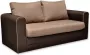 Tweezits slaapbank van stof DANUBE bruin en beige L 161 cm x H 77 cm x D 72 cm - Thumbnail 2