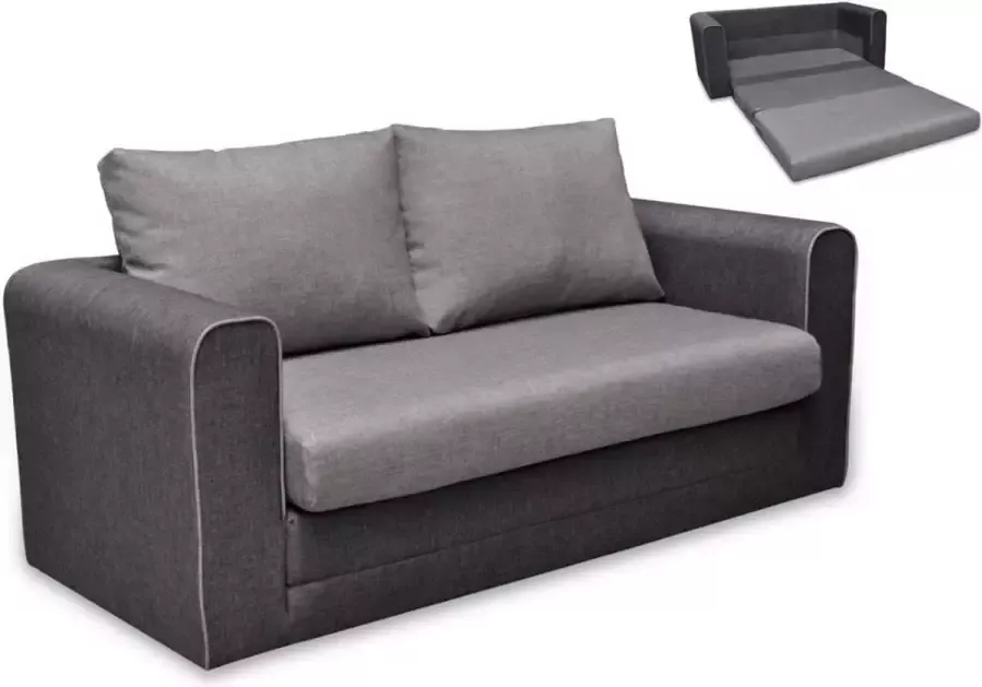 Tweezits slaapbank van stof DANUBE grijs en antraciet L 161 cm x H 77 cm x D 72 cm