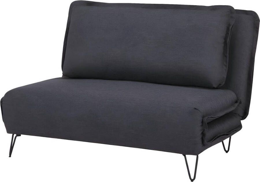 Tweezits slaapbank van stof LOOF antraciet L 124 cm x H 80 cm x D 91 cm