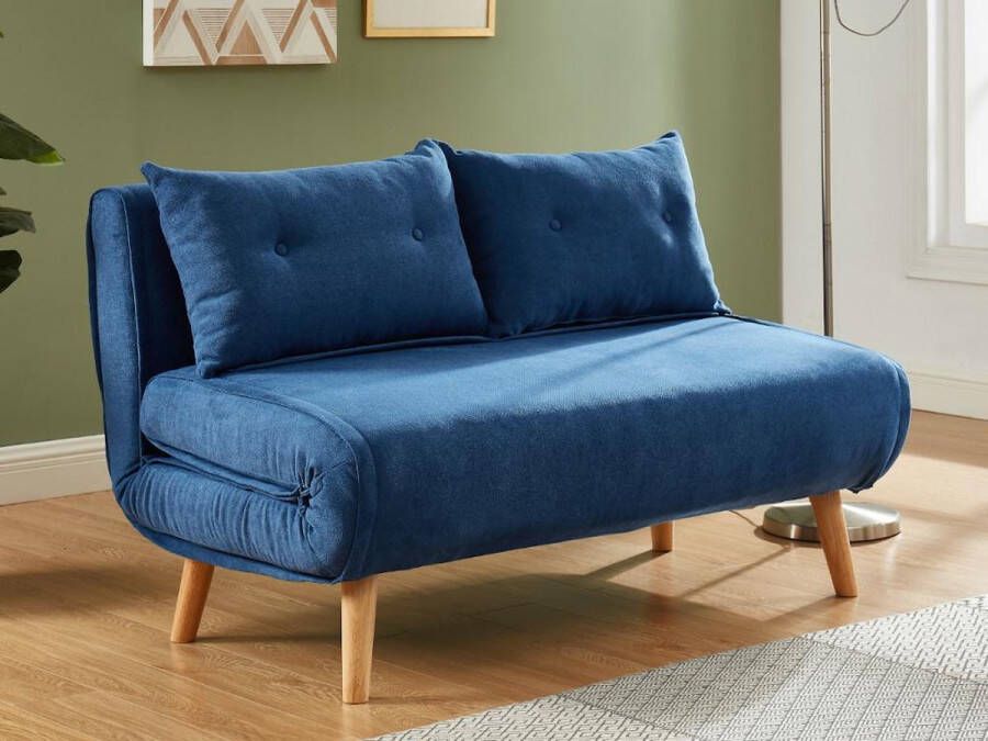 Tweezits slaapbank van stof VALERIO Blauw L 120 cm x H 74 cm x D 74 cm