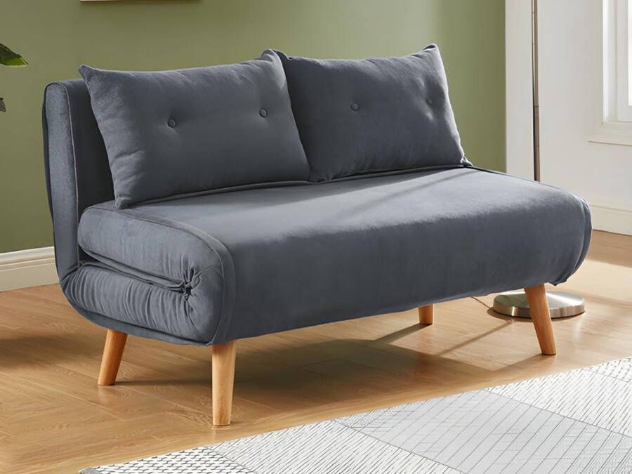 Tweezits slaapbank van stof VALERIO Grijs L 120 cm x H 74 cm x D 74 cm - Foto 2