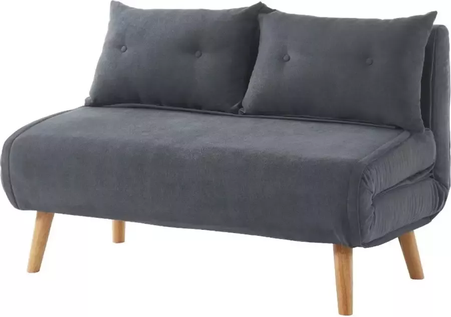 Tweezits slaapbank van stof VALERIO Grijs L 120 cm x H 74 cm x D 74 cm - Foto 4