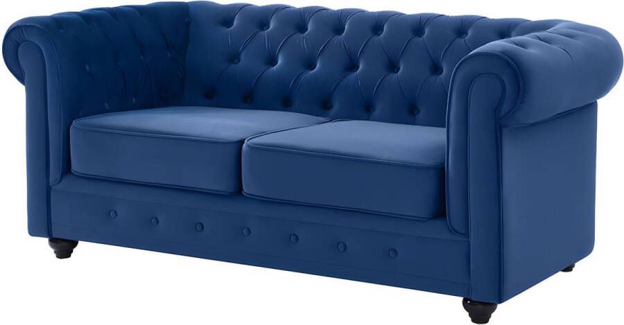 Vente-unique Tweezitsbank CHESTERFIELD velours koningsblauw L 168 cm x H 72 cm x D 88 cm - Foto 2