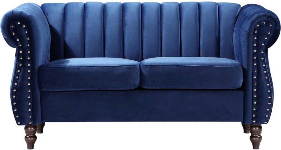 Vente-unique Tweezitsbank chesterfield in koningsblauw fluweel TRUMBO L 150 cm x H 77 cm x D 78 cm
