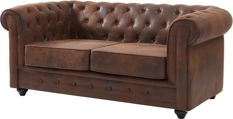 Vente-unique Tweezitsbank CHESTERFIELD van microvezel met vintage look L 168 cm x H 72 cm x D 88 cm - Foto 3