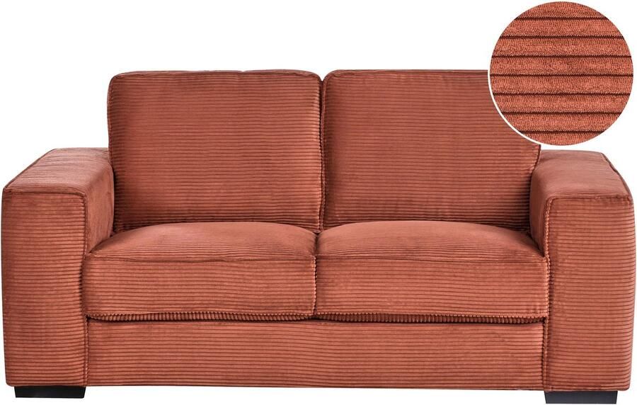 Beliani VIKRAN Tweezitsbank Goudbruin Corduroy