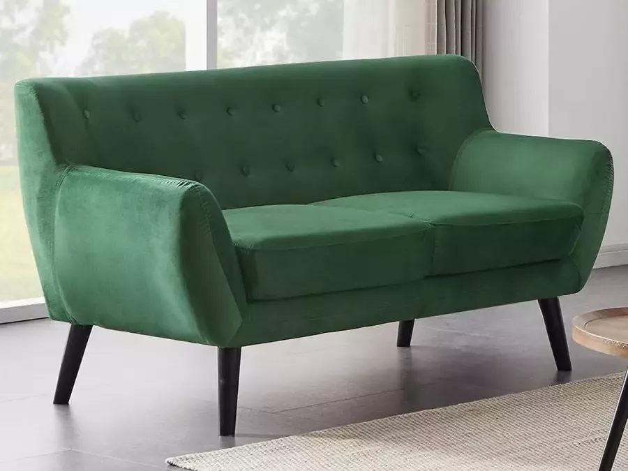 Vente-unique Tweezitsbank in sparrengroen fluweel SERTI L 158 cm x H 81 cm x D 80.5 cm - Foto 2
