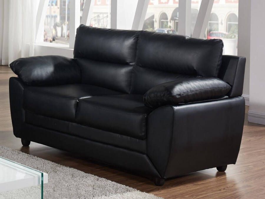 Vente-unique Tweezitsbank MANOA van kunstleer zwart L 163 cm x H 88 cm x D 82 cm - Foto 4