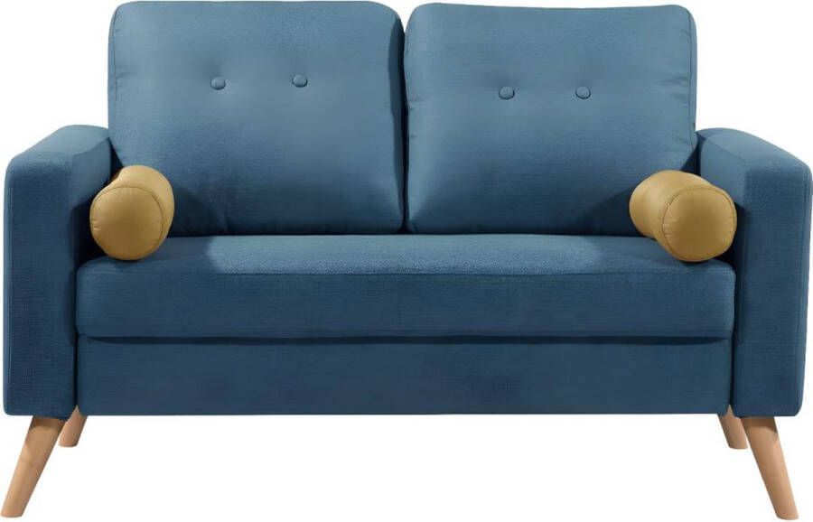 Vente-unique Tweezitsbank TATUM van stof Blauw L 130 cm x H 83 cm x D 81 cm - Foto 5