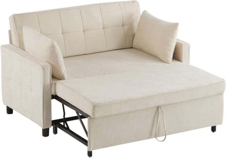 Tweezitsbank tweepersoons slaapbank verstelbare rugleuning chenillestof schuim met hoge dichtheid woonkamerbank bank met bedfunctie beige