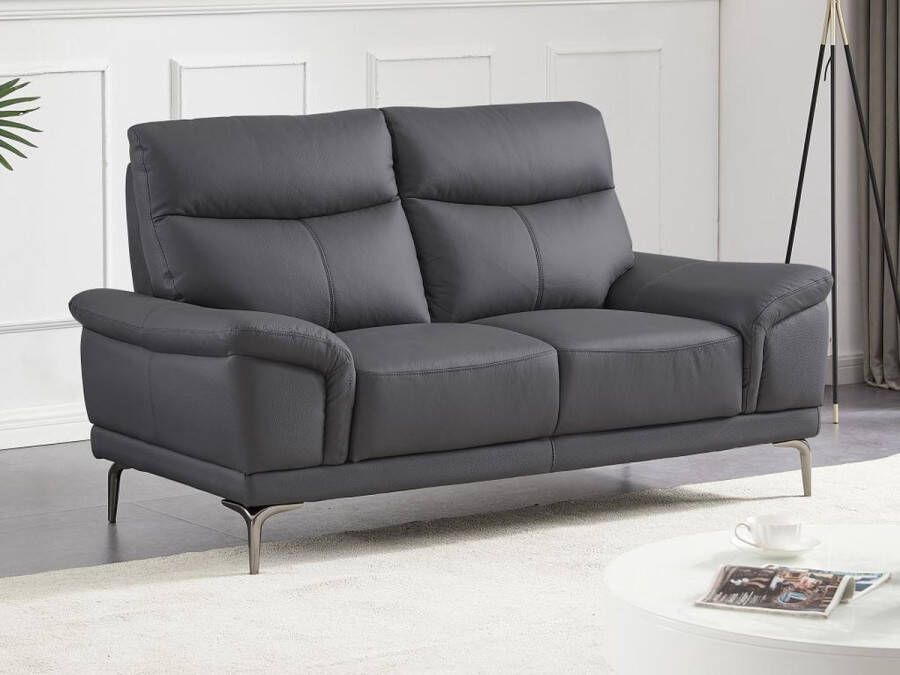Vente-unique LINEA SOFA Tweezitsbank van antracietgrijs leer ATESSO L 168 cm x H 92 cm x D 93 cm - Foto 2