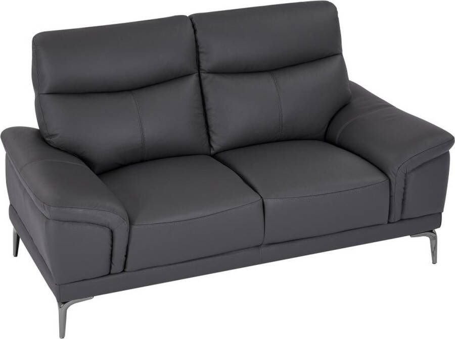 Vente-unique LINEA SOFA Tweezitsbank van antracietgrijs leer ATESSO L 168 cm x H 92 cm x D 93 cm