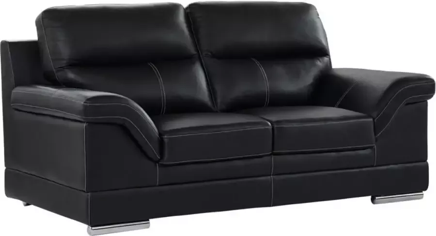 Vente-unique Tweezitsbank van buffelleer MONIKA Zwart L 190 cm x H 100 cm x D 103 cm - Foto 2