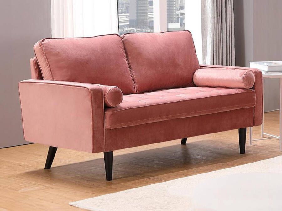 Vente-unique Tweezitsbank van fluweel FLEUET Oudroze L 145 cm x H 85 cm x D 82 cm