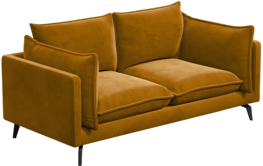 Pascal Morabito Tweezitsbank van fluweel KESTREL Mosterdgeel van L 179 cm x H 85 cm x D 87 cm - Foto 3