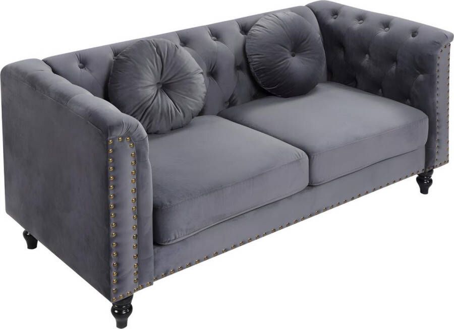 Vente-unique Tweezitsbank van fluweel TURNER Antraciet L 163 cm x H 79 cm x D 77 cm - Foto 2