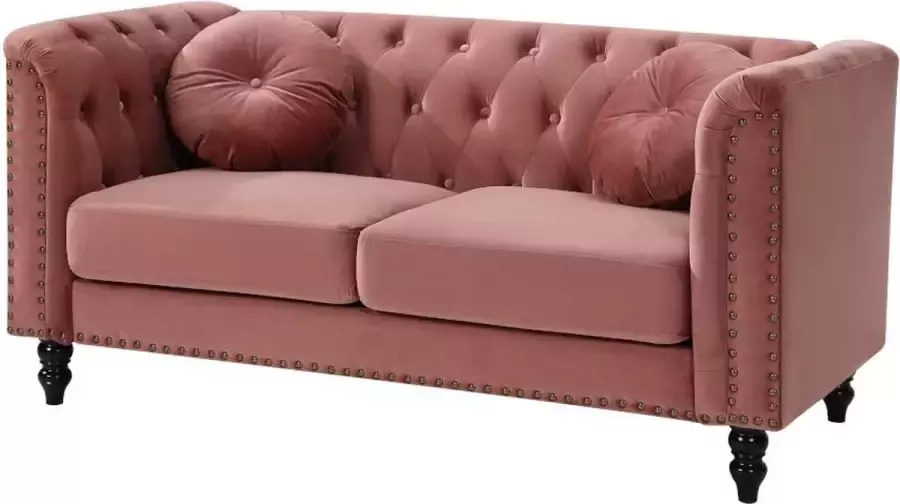 Vente-unique Tweezitsbank van fluweel TURNER Oudroze L 163 cm x H 79 cm x D 77 cm - Foto 3