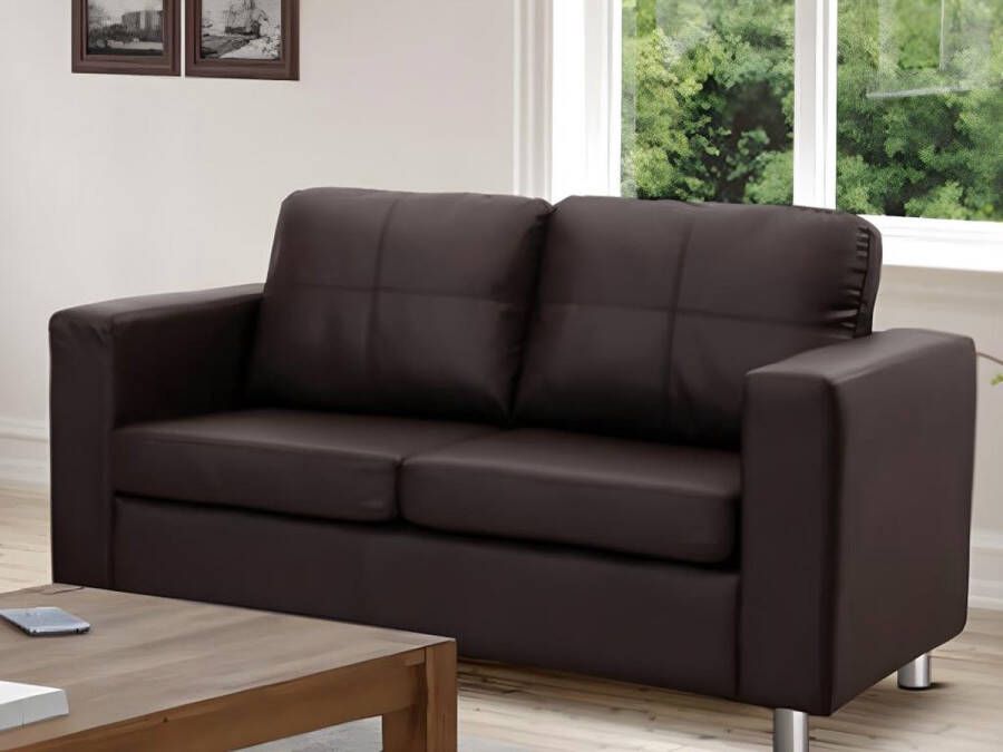 Vente-unique Tweezitsbank van kunstleer ACKLEY Bruin L 140 cm x H 77 cm x D 75 cm