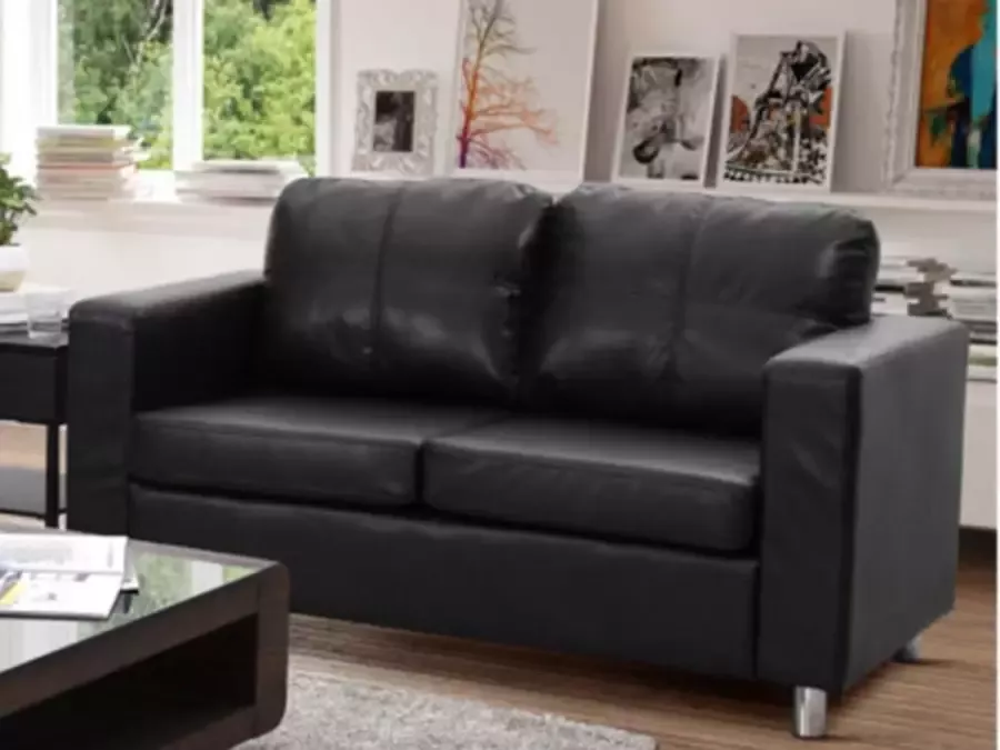 Vente-unique Tweezitsbank van kunstleer ACKLEY Zwart L 140 cm x H 77 cm x D 75 cm