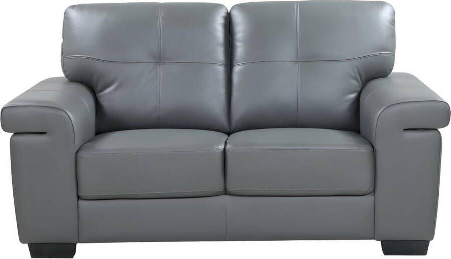 Vente-unique Tweezitsbank van leer HAZEL Grijs L 161 cm x H 89 cm x D 93 cm