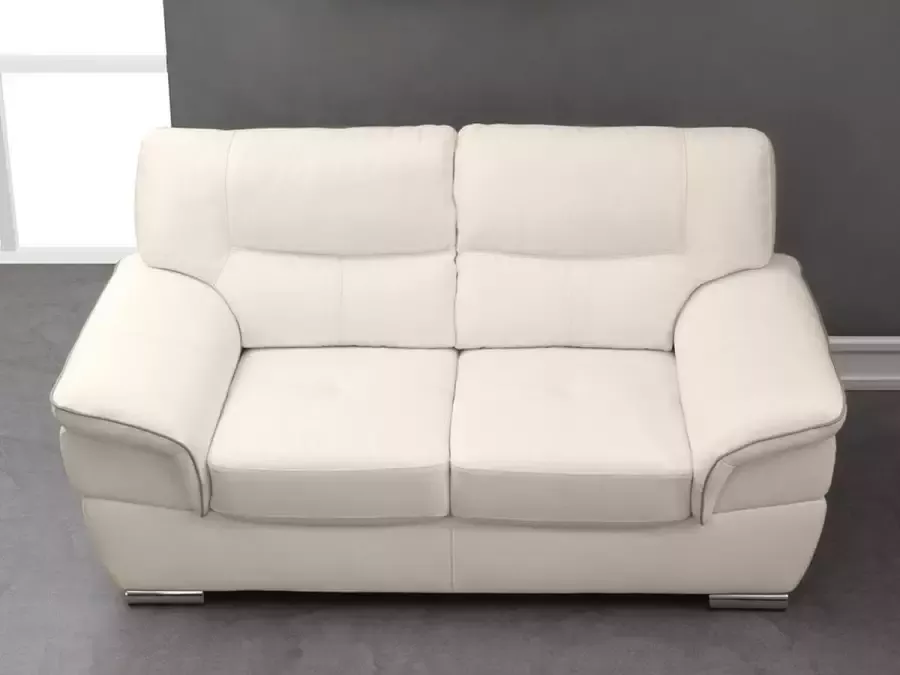 Vente-unique LINEA SOFA Tweezitsbank van leer THIBAULT ivoor L 168 cm x H 87 cm x D 93 cm - Foto 4