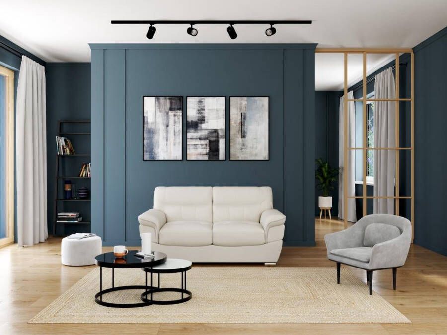Vente-unique LINEA SOFA Tweezitsbank van leer THIBAULT ivoor L 168 cm x H 87 cm x D 93 cm - Foto 2