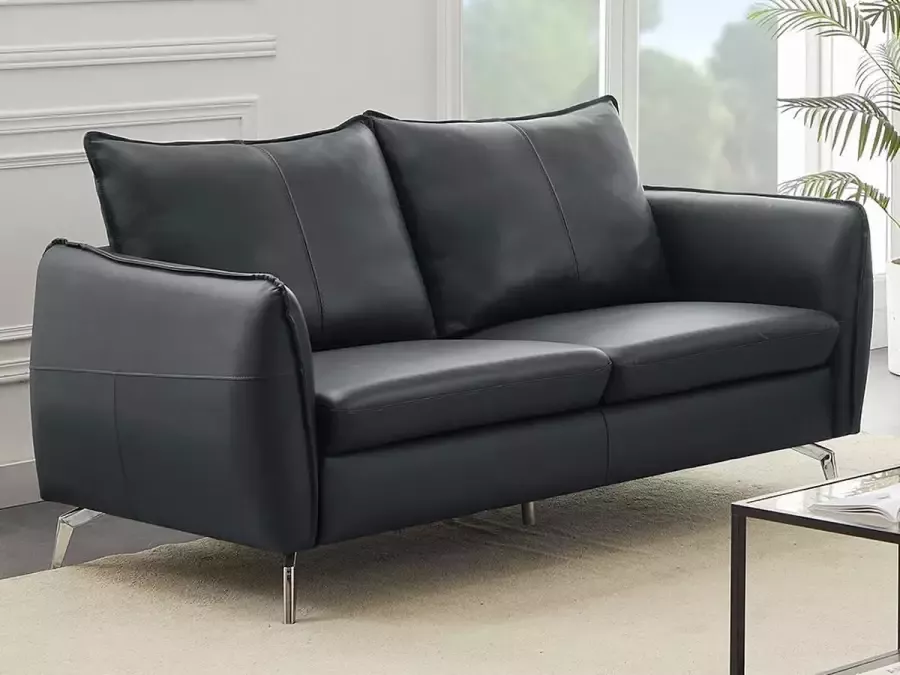 LINEA SOFA Tweezitsbank van leer Zwart LADOGA L 180 cm x H 90 cm x D 90 cm - Foto 2