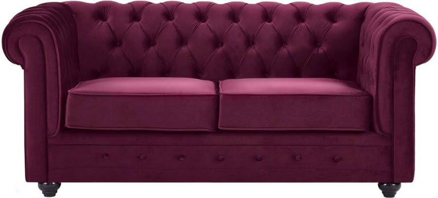 Vente-unique Tweezitsbank van purper velours CHESTERFIELD L 168 cm x H 72 cm x D 88 cm - Foto 3