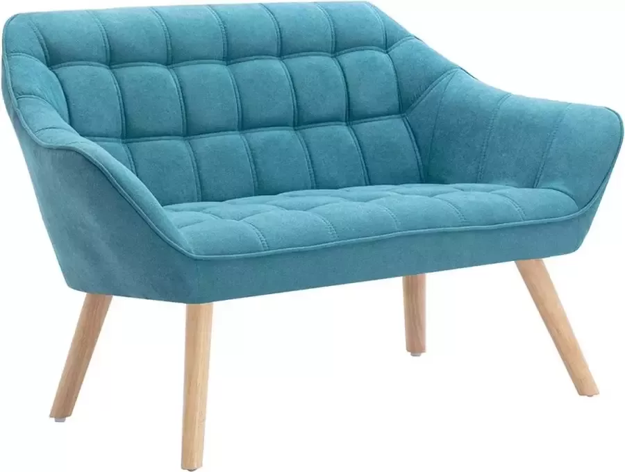 Vente-unique Tweezitsbank van stof CASERTA Blauw L 127 cm x H 77 cm x D 73 cm - Foto 4