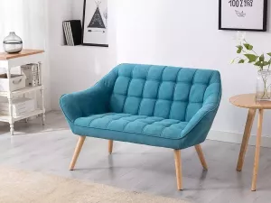 Tweezitsbank van stof CASERTA Blauw L 127 cm x H 77 cm x D 73 cm