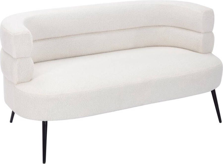 Vente-unique Tweezitsbank van witte boucléstof CAMEDO L 145 cm x H 73 cm x D 74 cm - Foto 3