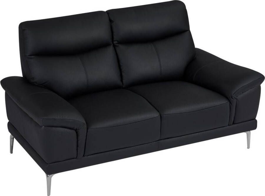 Vente-unique LINEA SOFA Tweezitsbank van zwart leer ATESSO L 168 cm x H 92 cm x D 93 cm - Foto 2